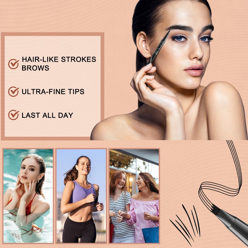 Eyebrow Pencil - Waterproof Microblading Eyebrow Pencil 2-in-1 Dual-Ended 3D