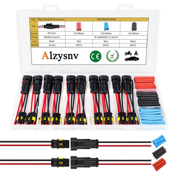 Automotive Electrical Connectors kit 2 Pin Waterproof Electric Wire Connector