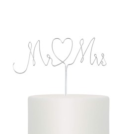 WEDDINGSTAR Mr. & Mrs. Twisted Wire Cake Topper - Silver/Grey - Wedding Occasion - 1 Piece