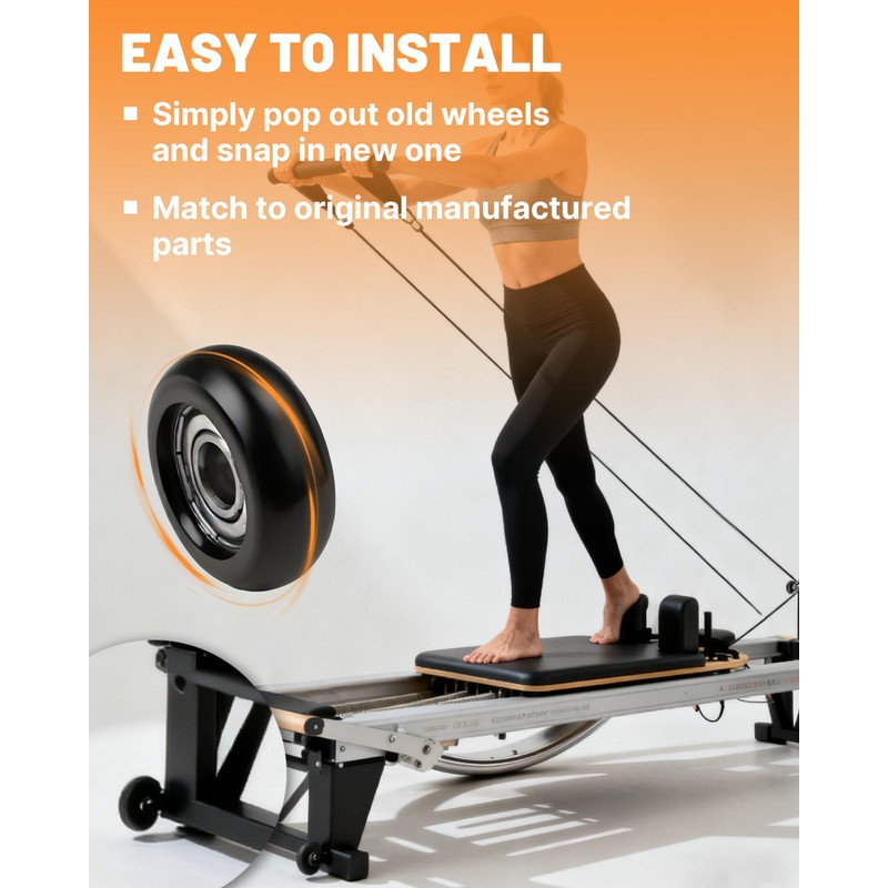 4Pcs Upgraded Roller Wheels for Aero Pilates Reformer, Smooth &