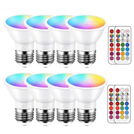 ILC Par16 LED Light Bulbs 40 Watt Equivalent Color Changing E26 Screw Beam Angel 45°, 12 Colors Dimmable Warm White 2700K RGB LED Spot Light Bulb with 5W Remote Control,(Pack of 8)