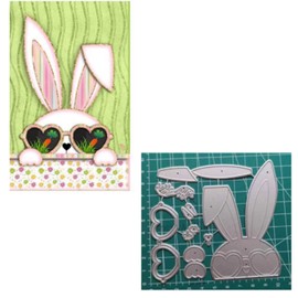 Glasses Rabbit Metal Die Cuts, Easter Rabbit Bowtie Heart Love Cutting Dies Cut Stencils for DIY Scrapbooking Album Decorative Embossing Paper Dies Card Making