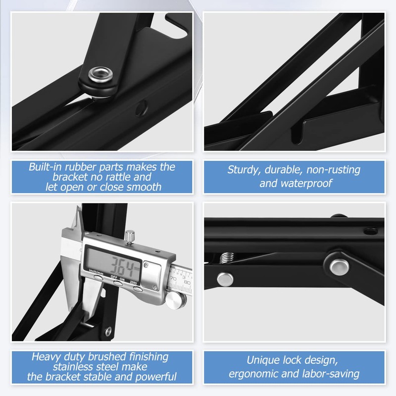 2PCS Folding Shelf Brackets, 12 inch Heavy Duty Stainless Steel