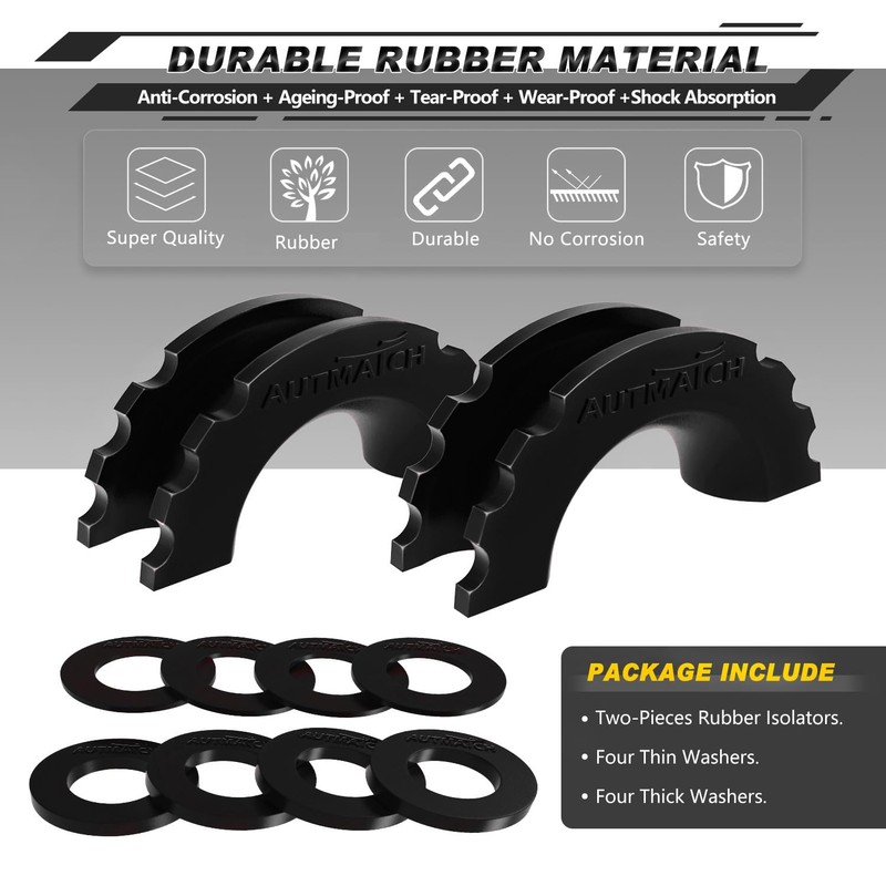 AUTMATCH D Ring Shackle Isolators Washers Kit - 2 Rubber