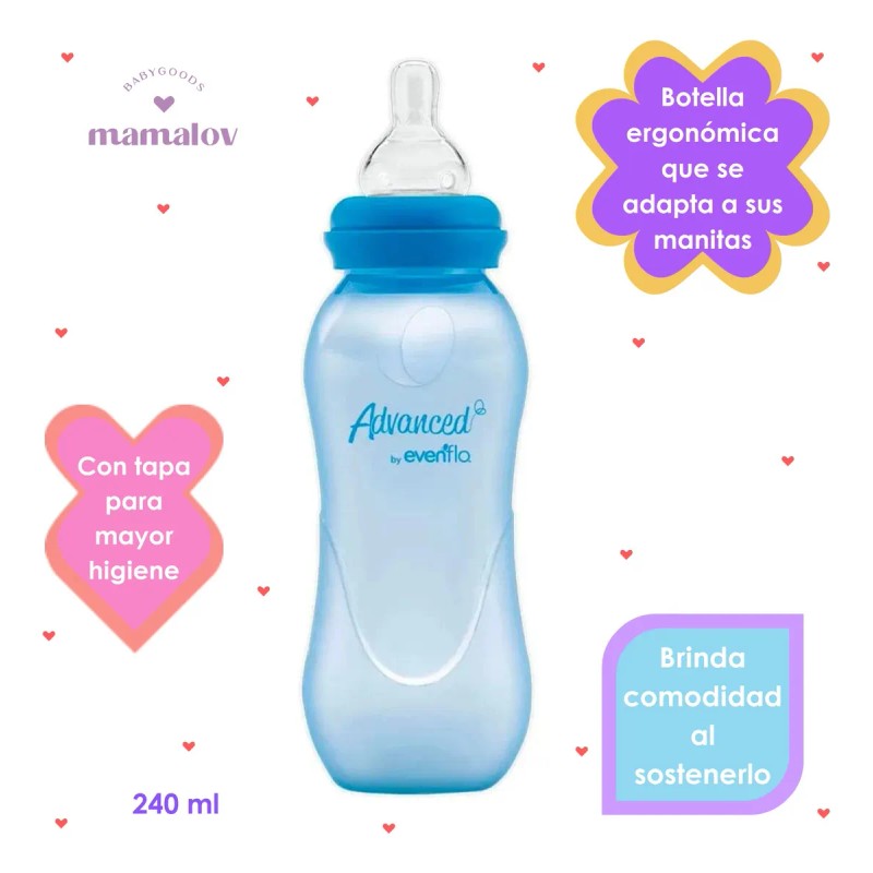 Biberones Mamila Anticólicos Advanced By Evenflo Niño Pack 2 Verde/azul