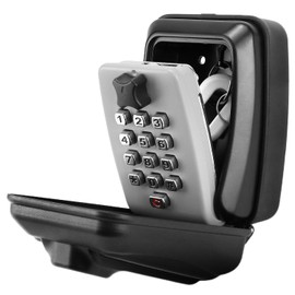 QWORK® Weatherproof Key Safe Box Wall Mounted for Outside, 12-Digit Combination Lockbox for Secure Outdoor & Indoor Use