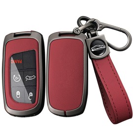 ontto Car Key Fob Cover Fit for Jeep Grand Cherokee Key Remote, A-keychain Red