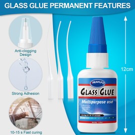 Super Glue for Glass Repair, 30g x 2 Super Instant Glass Glue, Clear Adhesive Glue for Glass Repair, Acrylic, Jewelry, Rhinestone, Crystal, Art, Mirror, Craft, DIY