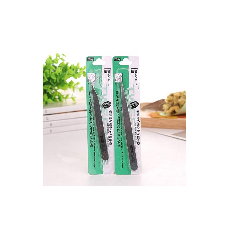 DIY 2 Pieces Precision Tweezers Stainless Steel Pointed and Cranked