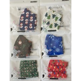 Fashion 12 Ct Lot Kids Holiday Christmas Reusable Fashion Cloth Face Masks w/ Ear Loops