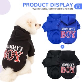 BAEJMJK Dog Hoodie/Jacket with Hat, 2 Pack, Blue+Black, X-Small, for Small Breeds, Comfortable, Lightweight, Leash Hole, Cotton, Warm for Winter, Pet Clothes