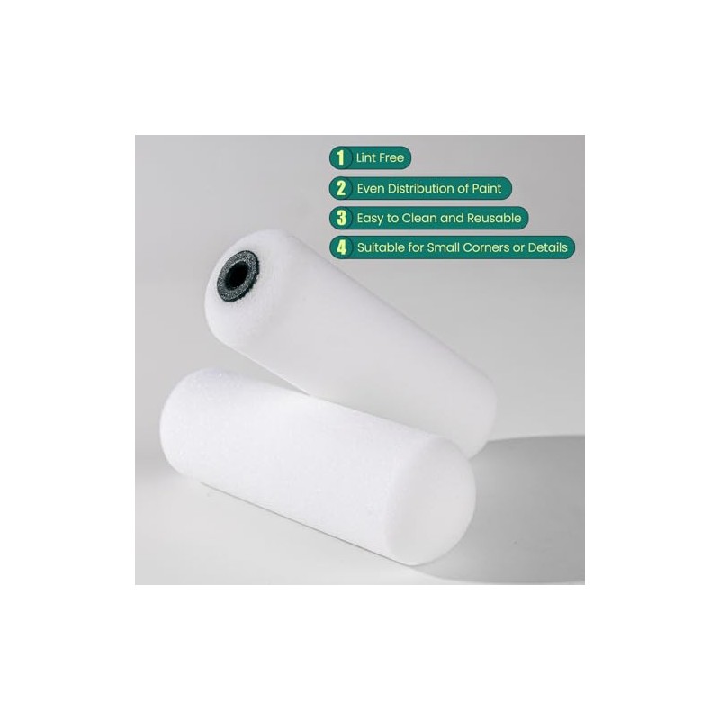 Foam Paint Roller Covers, Paint Roller 4 Inch, 10 Pack,