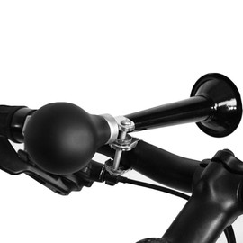 Bicycle Horn, 5 Colours 2.2 Inch Portable Retro Cycling Metal Air Horn Rubber Squeeze Bulb, Non-Toxic Durable with a Metal Bracket for Bicycles Mountain Bikes etc. (Black)