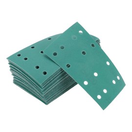 HEROFFIX 50 Pcs Car Wood Sanding Discs Smoothing Hook & Loop Sanding Sheets 3.15"x5.24" 14 Hole 180 Grit Green Aluminum Oxide