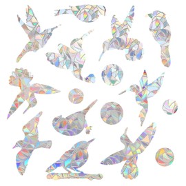 ElevateTech 48 Pcs Window Clings for Bird Strikes, Anti Collision Window Decals No Glue Required Colorful Translucent Glass Door Windows Stickers for Bird Windows Strike Prevention