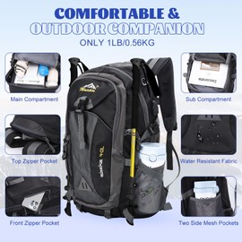 HaetFire Hiking Backpack 40L Lightweight Breathable Backpack for Men Women Travel Daypack Bag, Water Resistant Rucksack Backpack for Camping Cycling Climbing Walking Mountaineer Outdoor Sports