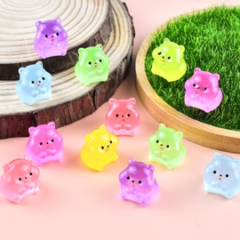 24 Pieces Luminous Mini Hamster Resin Animals for Dollhouse Fairy Garden Birthday Decorations