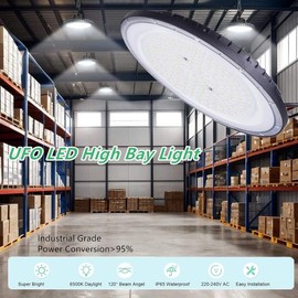 JBdusn LED UFO Hallenbeleuchtung 100W, Hallenstrahler High Bay Light 6500K Kaltweiß mit Kette, LED UFO Industrielampe Strahler Werkstattbeleuchtung für Werkstätten und Fabrikhallen