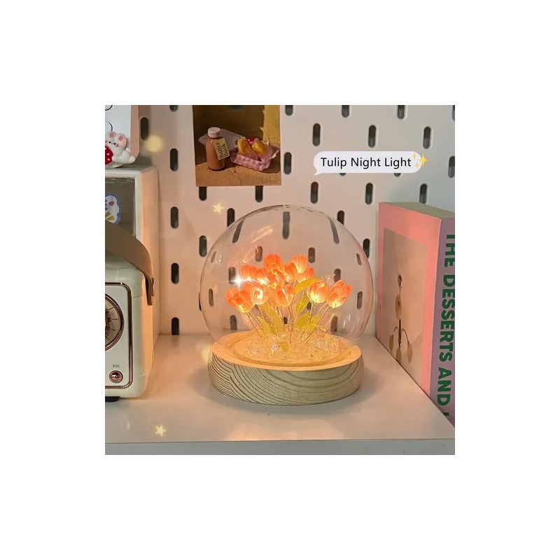 Romántica Luz De Noche De Flor De Tulipán Led Bricolaje