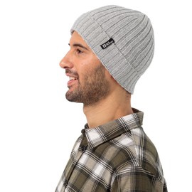 Jack Wolfskin Rib Knit Beanie Hat, Grey Heather, 1-Size