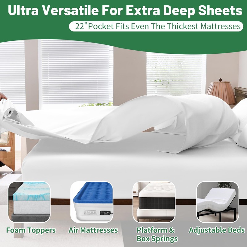 Overket Extra Deep Pocket California King Sheets 18-24 Inch 100%
