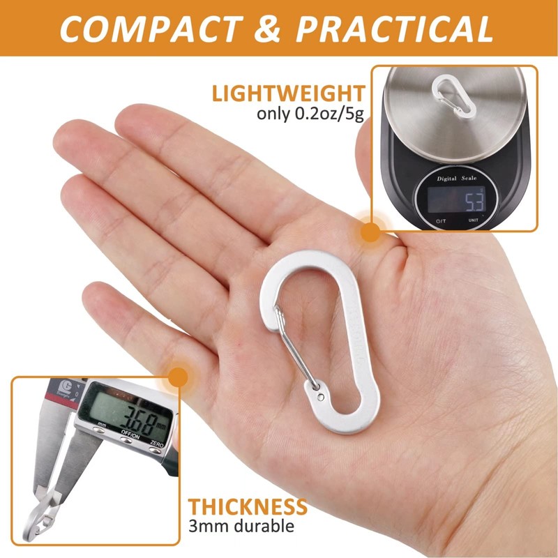 Carabiner Keychain,Aluminum D-ring Locking Carabine D-Shape Lock Snap Backpack Water