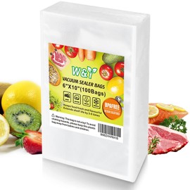 W&Y Vacuum Sealer Bags for Food, 100 Count 6" x 10" Commercial Grade Embossed Food Vacuum Sealer Bag, BPA Free, Pre-Cut Food Saver Bags for Sous Vide and Storage