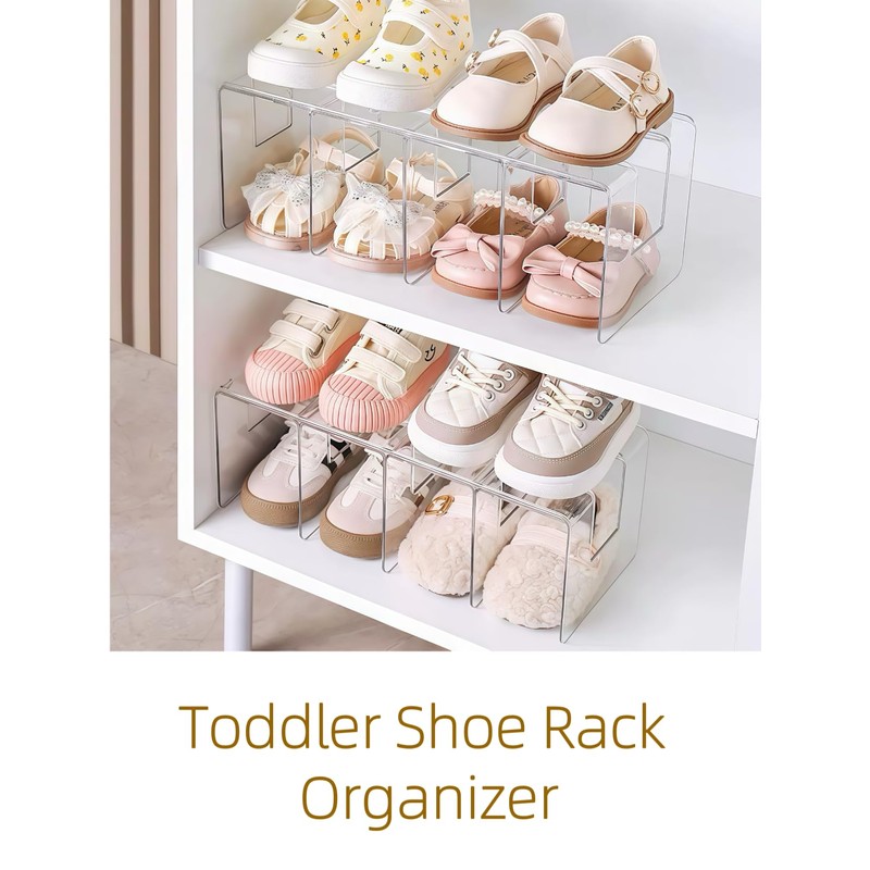 NUOLUTH Clear Acrylic Kids Shoe Rack for Closet Organizers and