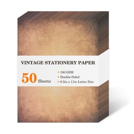 50 Sheets Vintage Scrapbook Paper 8.5 x 11,Old Looking Antique Aged Printer Paper,Letter Size Double-Sided Stationary Writing Paper for Printing & Writing Letters,Stationery Paper