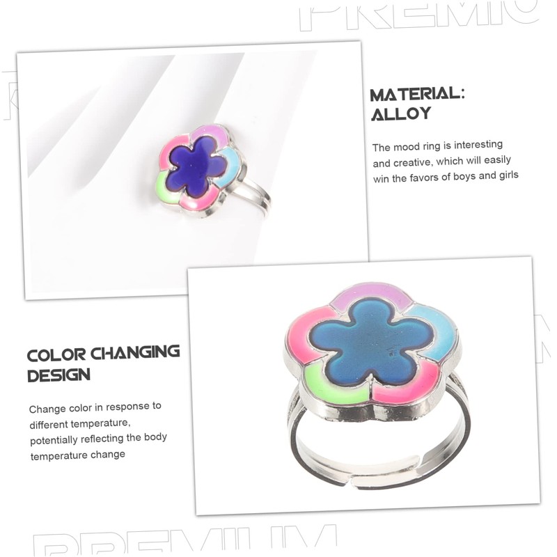 BESPORTBLE 5pcs Adjustable Flower Design for Women Color Changing Finger