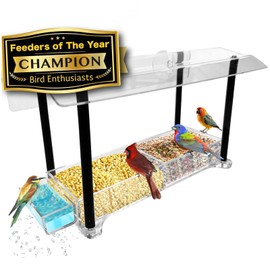 Nature Gear Acrylic Clear Bird Feeders for Window Viewing, Weather Resistant & Easy to Clean with Sliding Tray, Clear Window Bird Feeder with Strong Suction Cups, Column