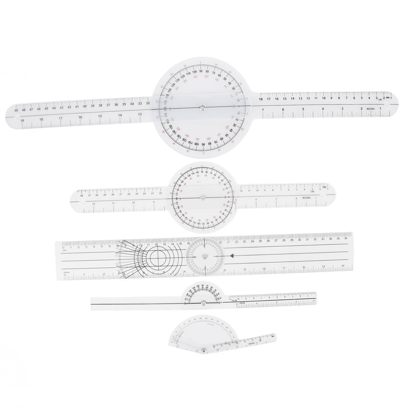 5Pcs Medical Goniometer Transparent Plastic Multifunction Joint Goniometer Set Kit