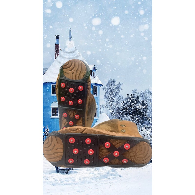 Snow and Ice Grips, Spikes, Anti Slip, Crampon Cleats Overshoe,