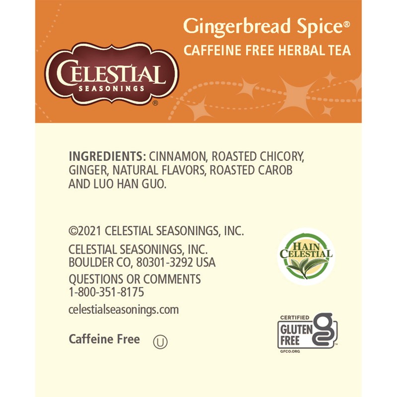 Celestial Seasonings Herbal Tea, Gingerbread Spice, 18 tea bags (Pack