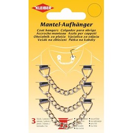 Kleiber Sew On Metal Coat Hangers, Set of 3, Silver, 12 x 7 x 1 cm