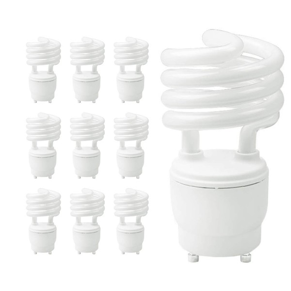 GoodBulb 13-Watt CFL Light Bulbs | 5000K Daylight White Light Color | GU24 Base | 900 Lumens 82 CRI 10000 Life Hours | EcoSmart Lights | Pack of 10