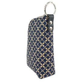 Indenya 4707-14-179 Key Case D Deer Leather Navy Blue Base x White Lacquer Cloisonne Connection Pattern, Navy, White