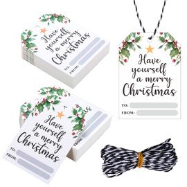 Christmas Name Tags for Gifts, Christmas Gift Tags 50 Pcs, Xmas Gift Tags, Christmas Tags for Gifts, Gift Tags for Christmas Presents, Christmas Labels, Gift Wrapping Accessories, Gift Tags Blank