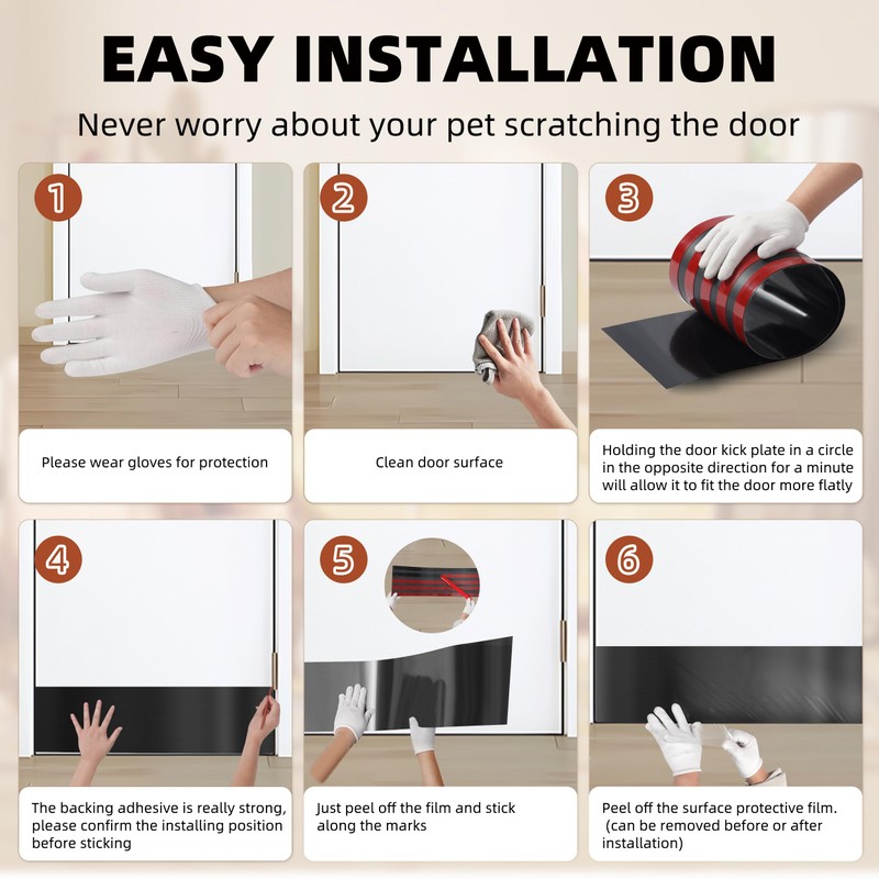 4 PCS 8" x 34" Self Adhesive Door Kick Plate