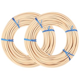 GNIEMCKIN 2 Rolls # 8 Spline, 66 Ft Each roll Reed Spline, Natural Cane Webbing Roll, and Round Reed Coil for DIY Furniture Making and Wicker Weaving, Winding, Modeling, Decoration, Aromatherapy