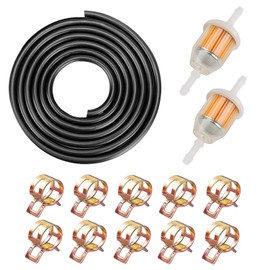 Petrol Hose Kit, Fuel Hose 2 m, Petrol Hose Diameter 6 mm with 10 Hose Clamps, 2 Fuel Filters, for Car, Motorcycle, Lawnmower