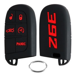 REMOCH 392 Key Fob Cover for Dodge Accessories Charger Challenger Durango SRT Dart Journey Jeep Cherokee Compass Renegade Chrysler 300 Keyless 3 4 5 Buttons Key Shell (Red, 1PC)