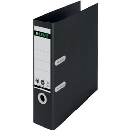 Leitz 180° Lever Arch File, A4, 80mm spine width, 100% Recyclable, Eco Friendly, Premium Quality, Recycle Range, 10180095, Black