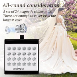 PEUTIER 24pcs Veil Weights Wedding Magnetic Diamonds, Shiny Crown Crystal Veil Weights Elegant Rhinestone Veil Weights Hijab Magnets for Women Girls Wedding Dress Accessories