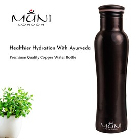 Muni London Reusable Copper Water Bottle With Health Benefits | Premium Quality Copper Water Bottle 32oz/950ml | Leak-proof | Healthier Hydration With Ayurveda (Elegant Black)