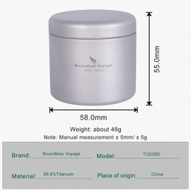 Boundless Voyage Titanium Tea Caddy Tea Canister Ultralight Portable & Small Round Kitchen Food Storage Container for Loose Tea Ti3208D 80ml