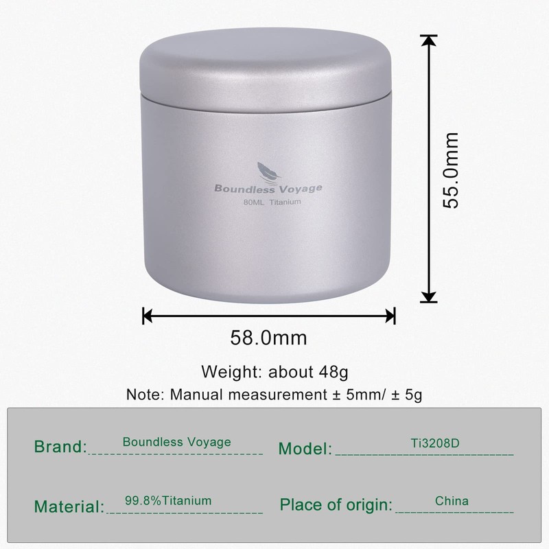 Boundless Voyage Titanium Tea Caddy Tea Canister Ultralight Portable &