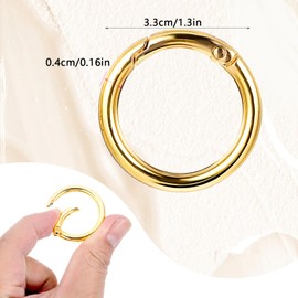 Ymapinc Gold Carabiner Round, Pack of 10 Metal Key Ring Gold Small O-Ring Key Ring 25 mm Carabiner Hook Round Carabiner Ring Spring Split Rings for DIY Crafts Bag Jewellery