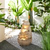 Glitzhome 2-Tiered Zen-Style Frog Polyresin Outdoor Fountain with Pump and