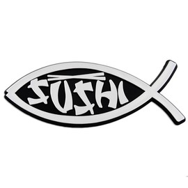 Sushi Fish Plastic Auto Emblem - [Silver][5'' x 2'']